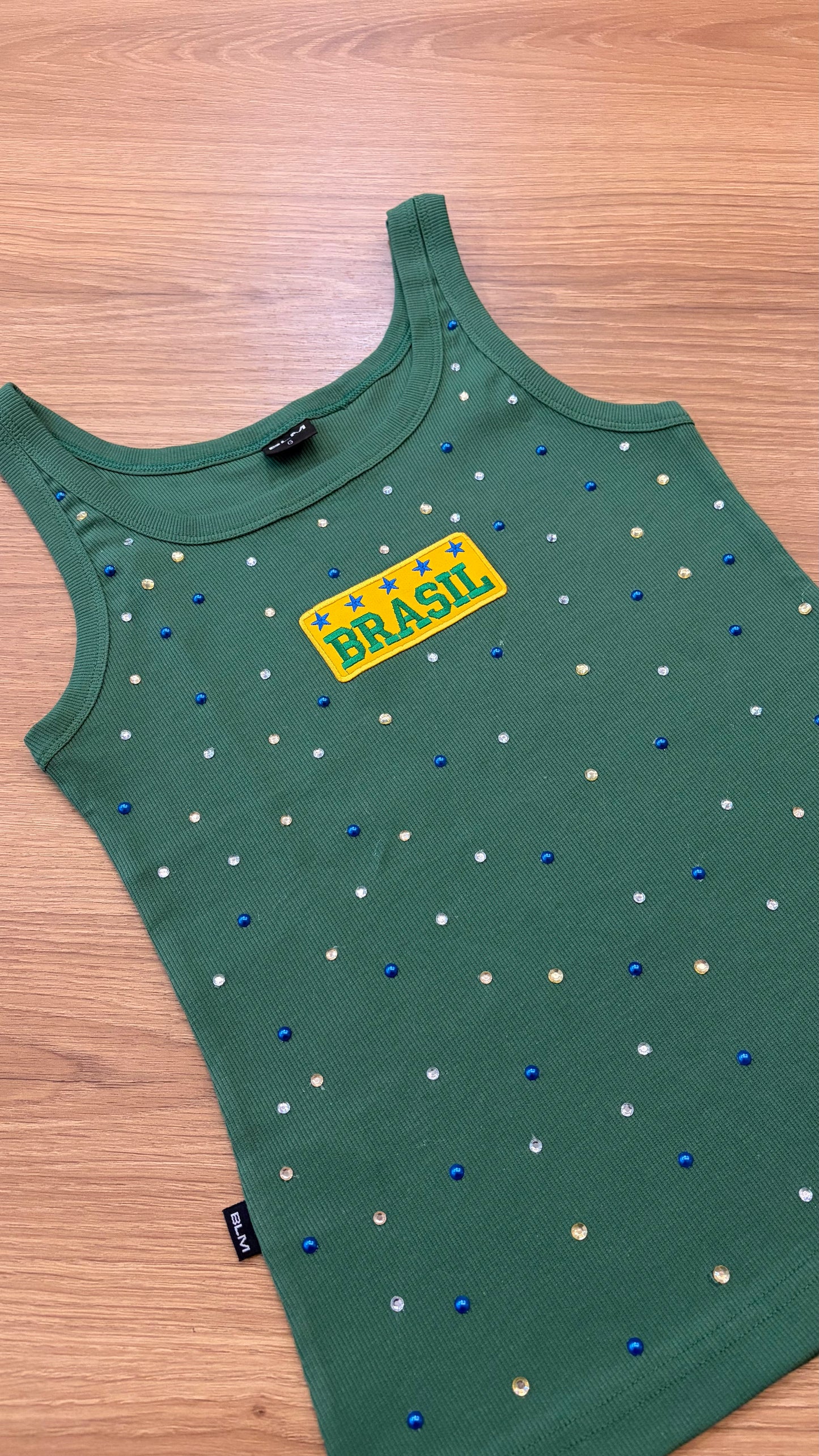 Regata Verde Strass Brasil