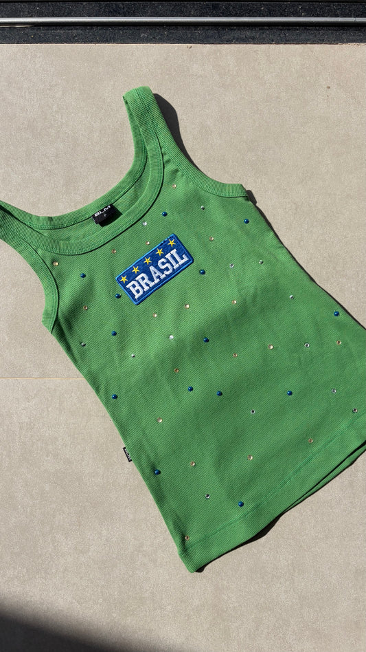 Regata Verde Strass Brasil