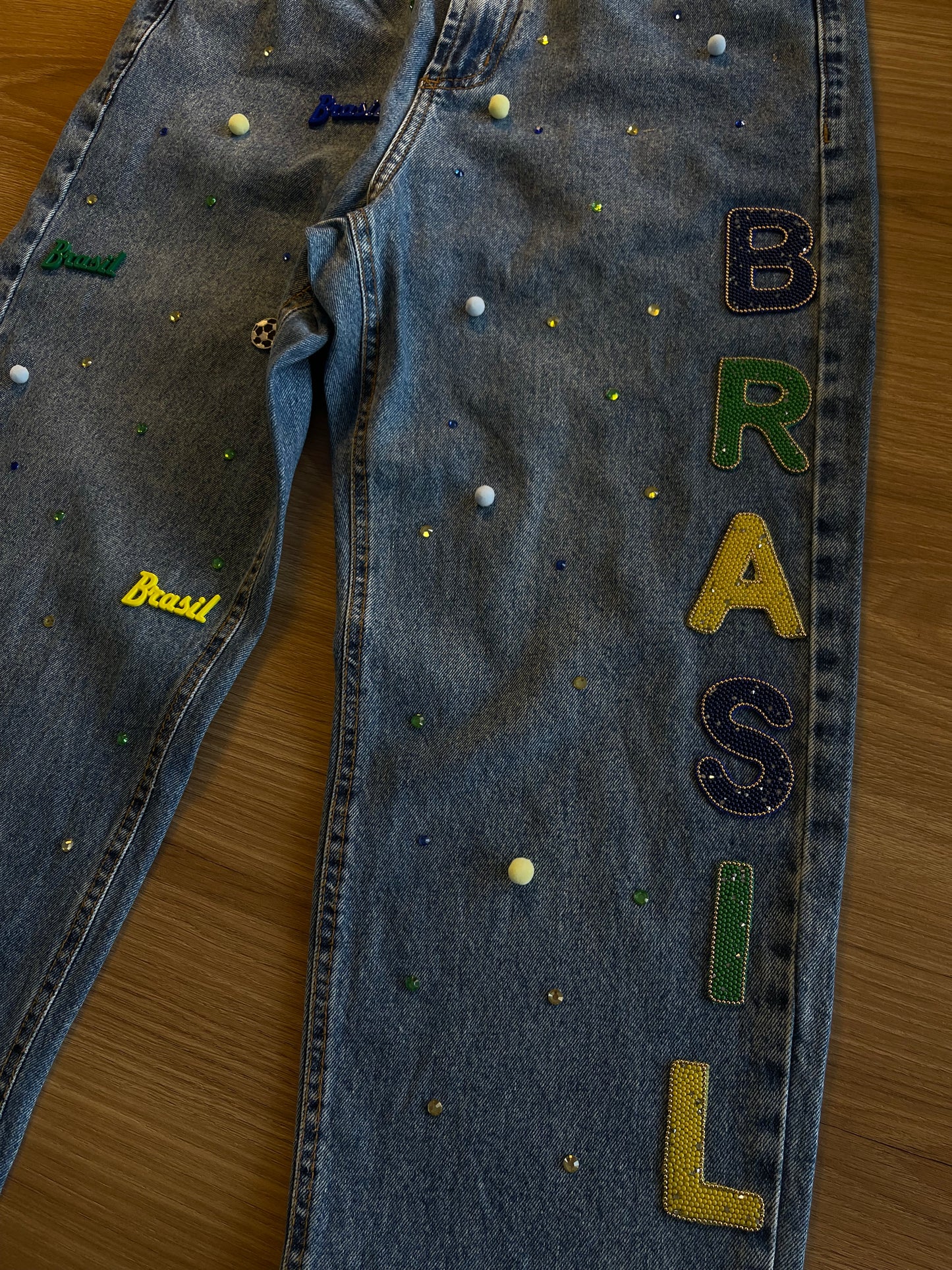 Calça jeans Brasil personalizada
